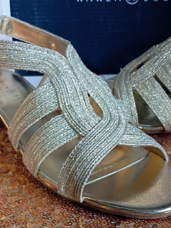 Karen Scott Metallic Gold Braided Strappy Sandals